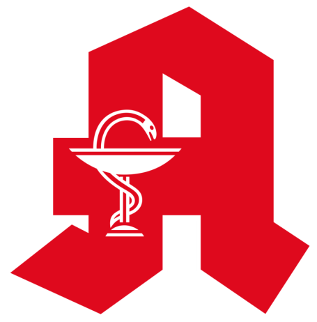 Rotes Logo mit einem übergroßen "A" und einem Äskulapstab in der Mitte.