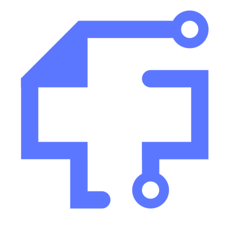 Blaues, stilisiertes Pluszeichen mit digitalen Elementen.