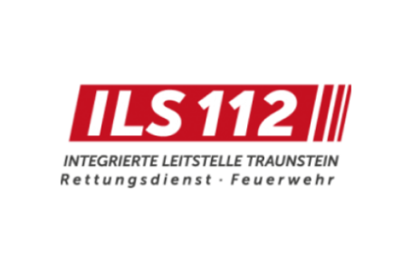 Logo der Integrierten Leitstelle Traunstein, Rettungsdienst und Feuerwehr.